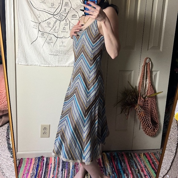 akris punto chevron silk summer dress size small 6 - Picture 3 of 9